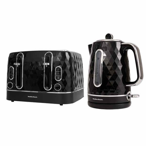 Hamilton Beach Kettle And Toaster Set Diamond Collection Black