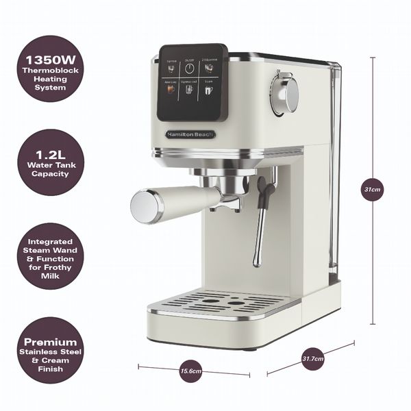 Hamilton Beach BaristaPro Touch 5 in 1 Espresso Machine - Cream