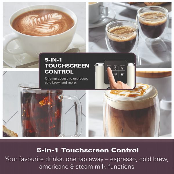 Hamilton Beach BaristaPro Touch 5 in 1 Espresso Machine - Cream