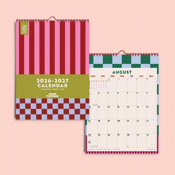 2026 - 2027 A4 Academic Year Calendar | Checks & Stripes | August Start