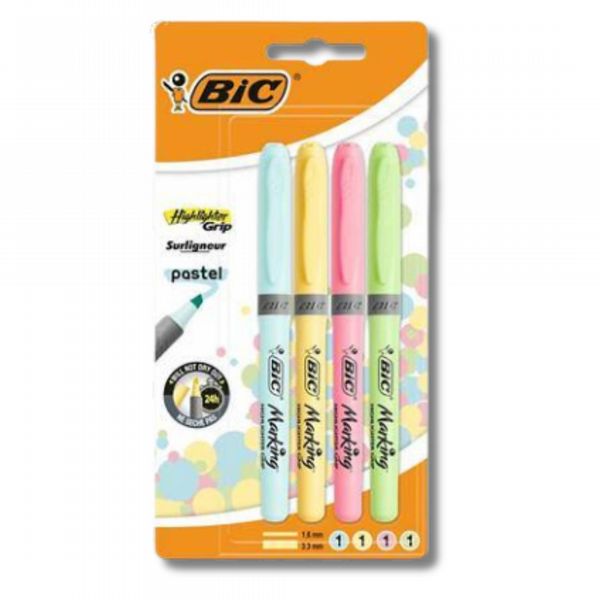 Bic Highlighter Grip Assorted Pastel Pack of 4 964859
