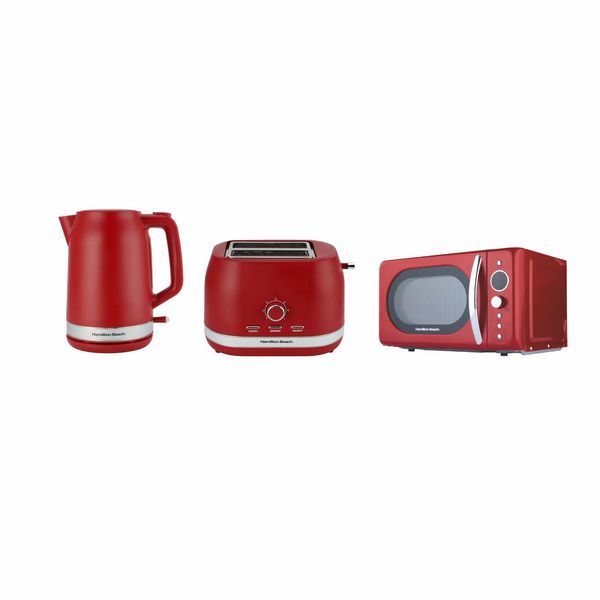 Hamilton Beach Ella Kettle, Toaster and Retro Microwave Red