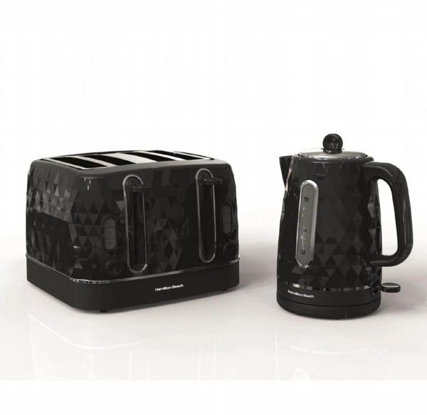 Hamilton Beach Kettle And Toaster Set Diamond Collection Black