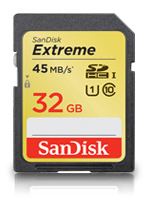SanDisk SD Extreme 32Gb 45MB/s Class 10
