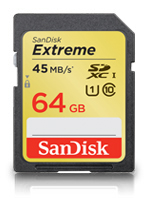 SanDisk SD Extreme 64Gb 45MB/s Class 10